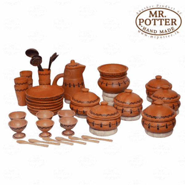 Colorful traditional clay kitchenware for authentic Sri Lankan cuisine at Mr. Potter.