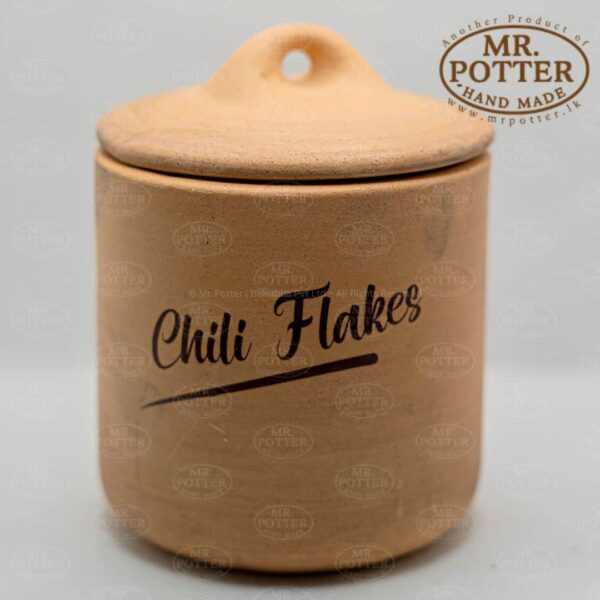 Handmade chili flakes jar, eco-friendly kitchen spice container, Mr. Potter product.