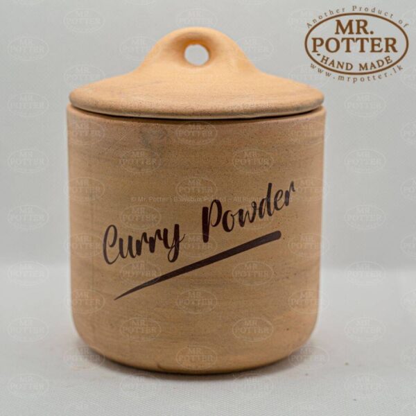 Handmade ceramic curry powder jar with lid from Mr. Potter Sri Lanka.