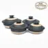 Mr. Potter Handcrafted 4-Piece Clay Dinner Set - Black & Natural Ring Stripe Design